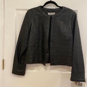 Tahari - cropped faux leather blazer, black size 12